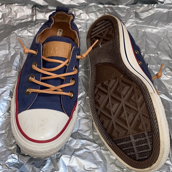 Navy blue, red and white converse. Worn four times.❤️ - Picture 7 of 7